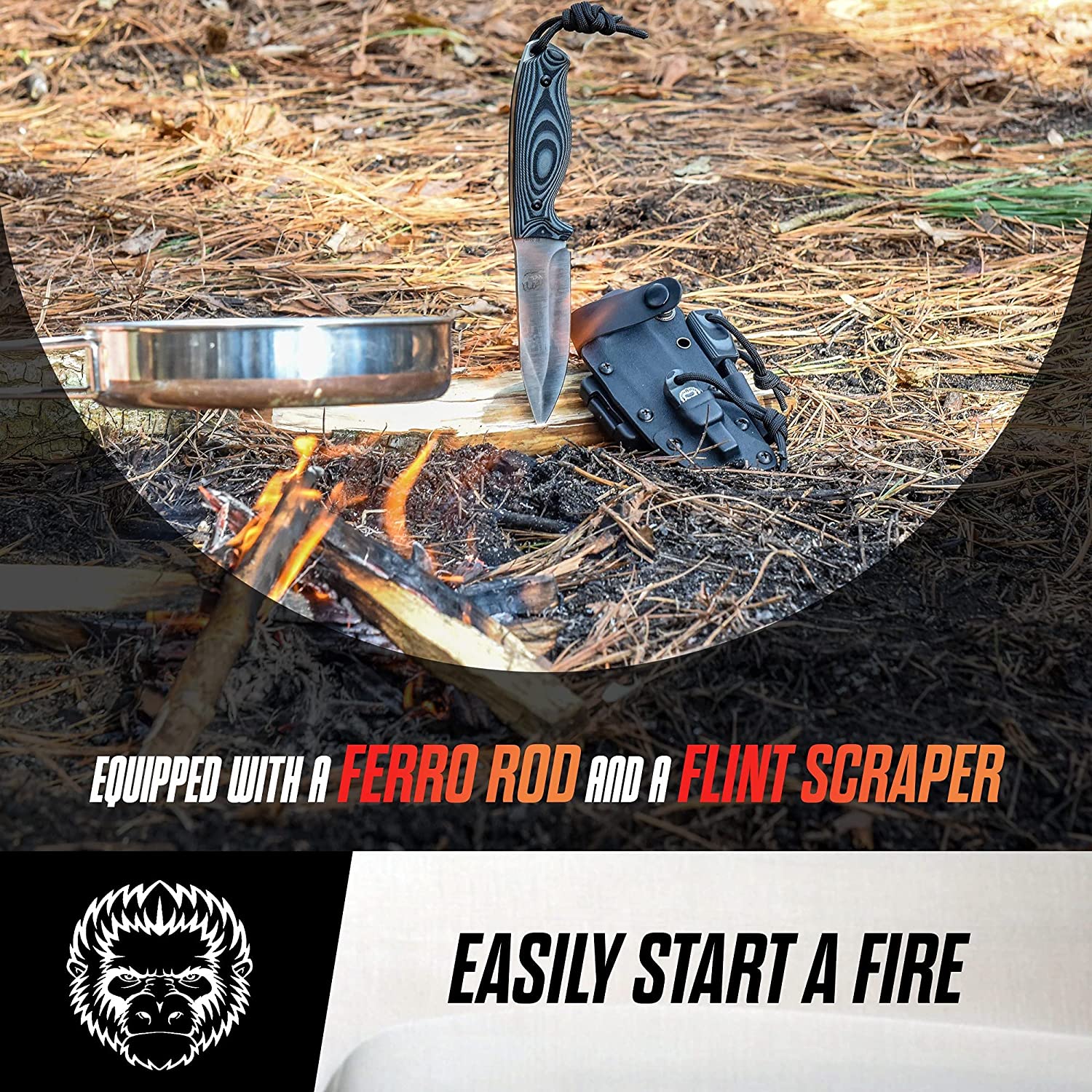 "The Silverback" Full Tang D2 Survival Camping Knife Gift Set